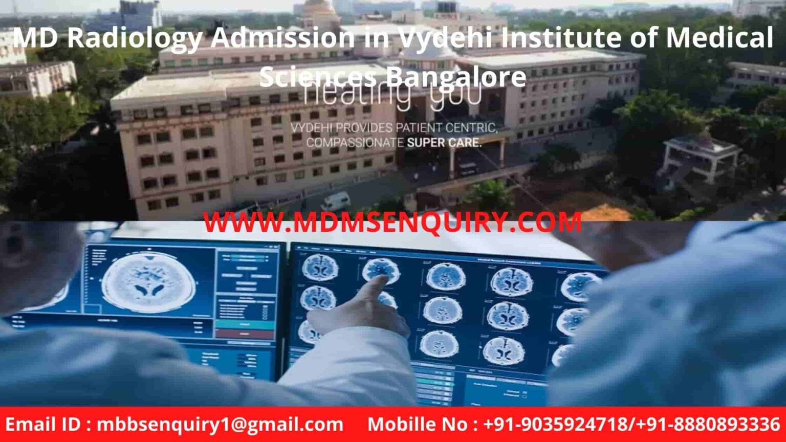 MD Radiology Admission In Vydehi Medical College VIMS Bangalore