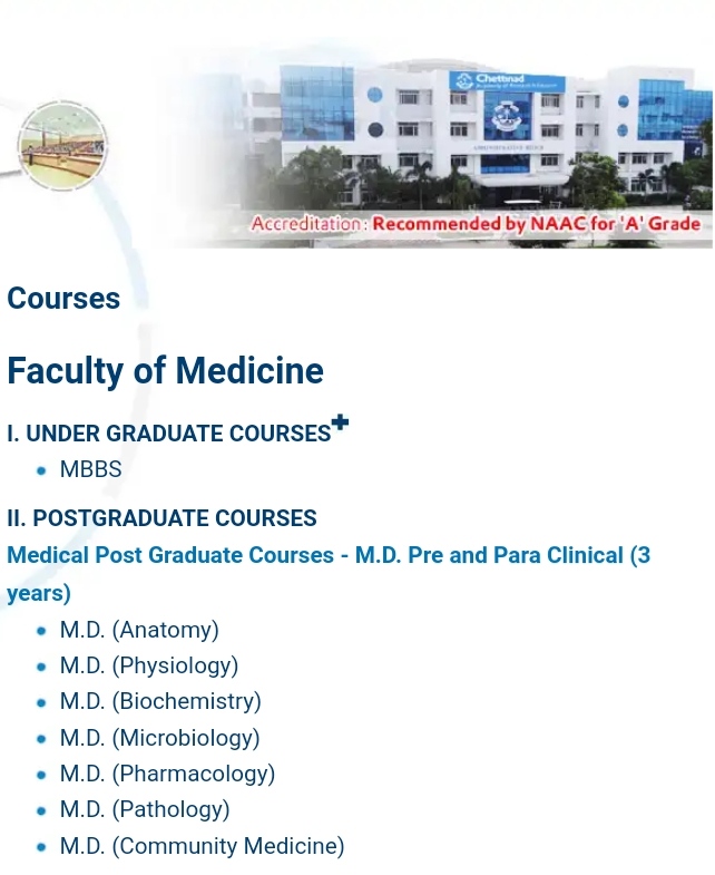 Chettinad Medical College fee structure