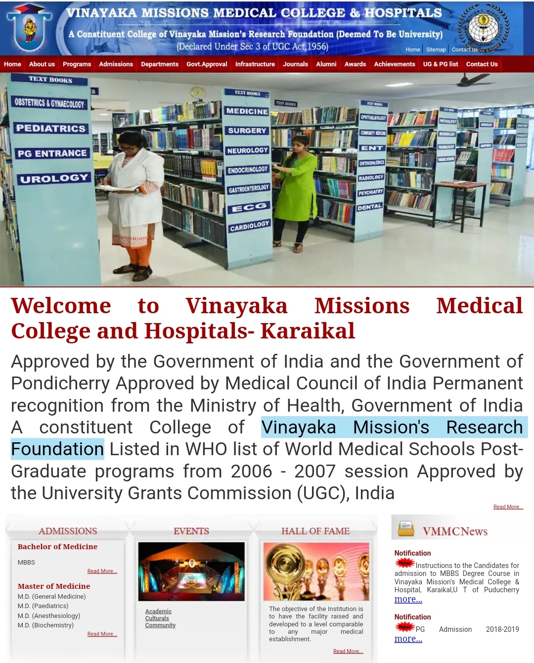 Vinayaka Missions direct Admission