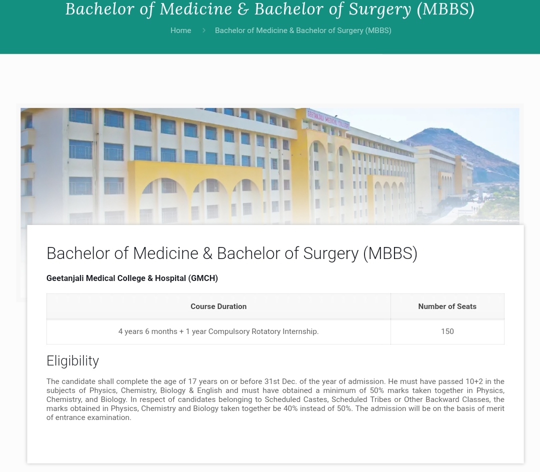 MBBS in Geetanjali Medical College