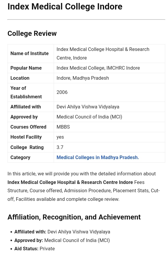 Index Medical College direct Admission