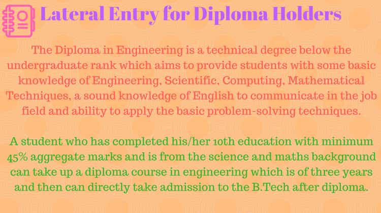 Eligibility Criteria for B.Tech Lateral Entry Admission in India