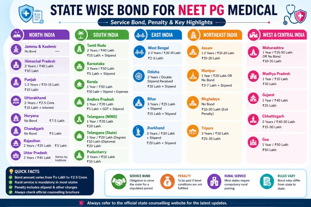 State wise Bond For NEET PG Medical