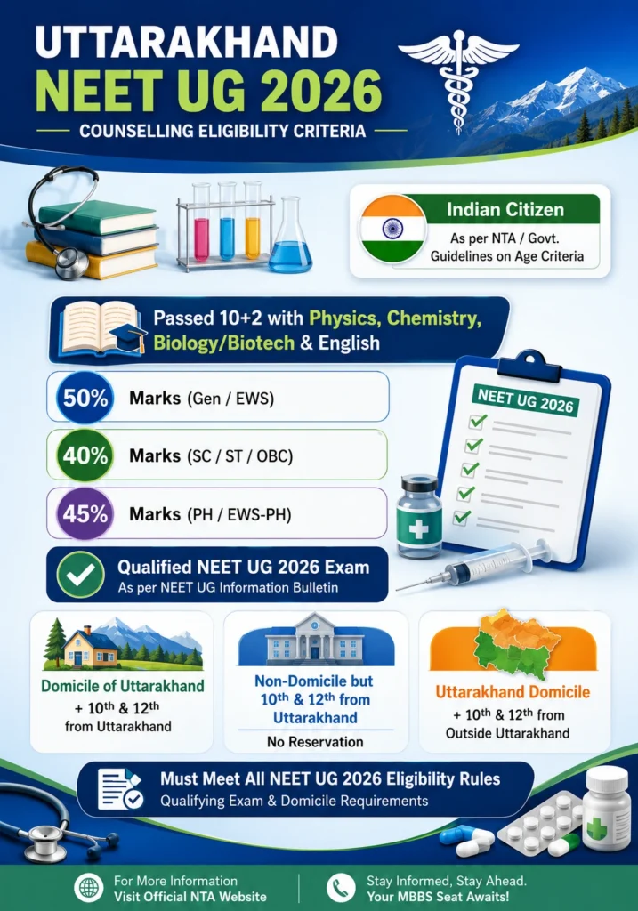 Uttarakhand NEET-UG Counselling Eligibility Criteria