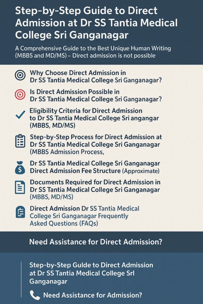 Direct Admission at Dr SS Tantia Medical College