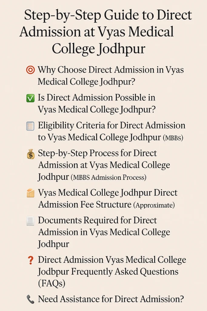 Direct Admission at Vyas Medical College Jodhpur