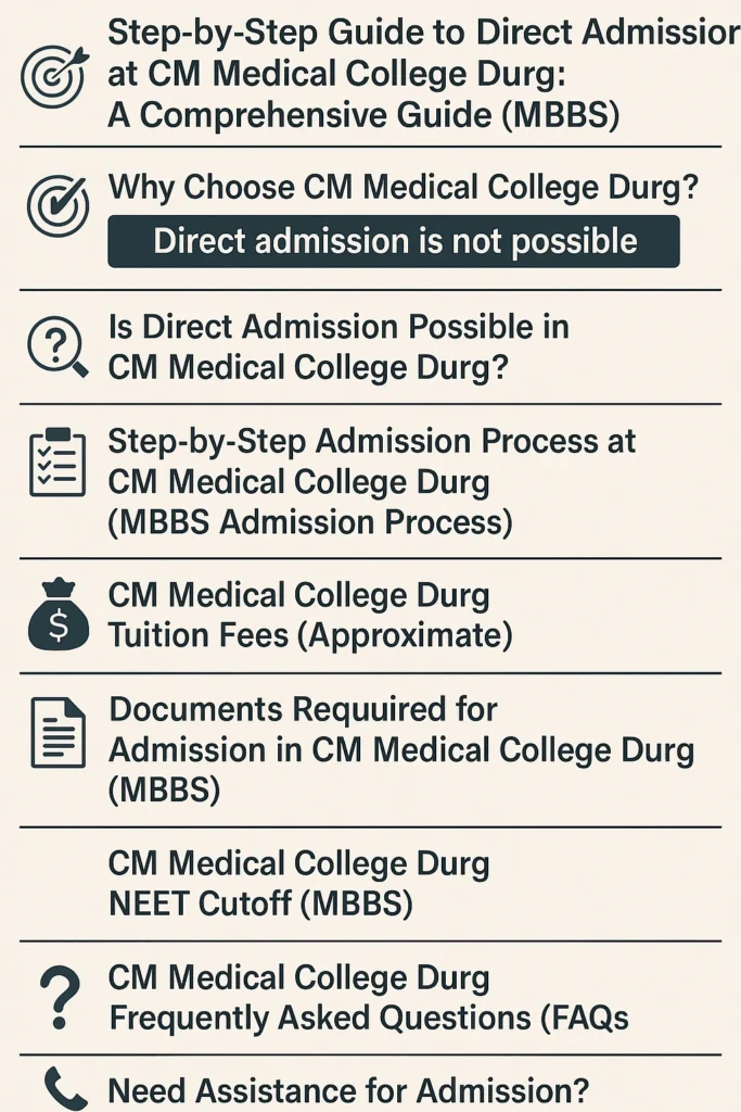 Direct Admission at CM Medical College Durg