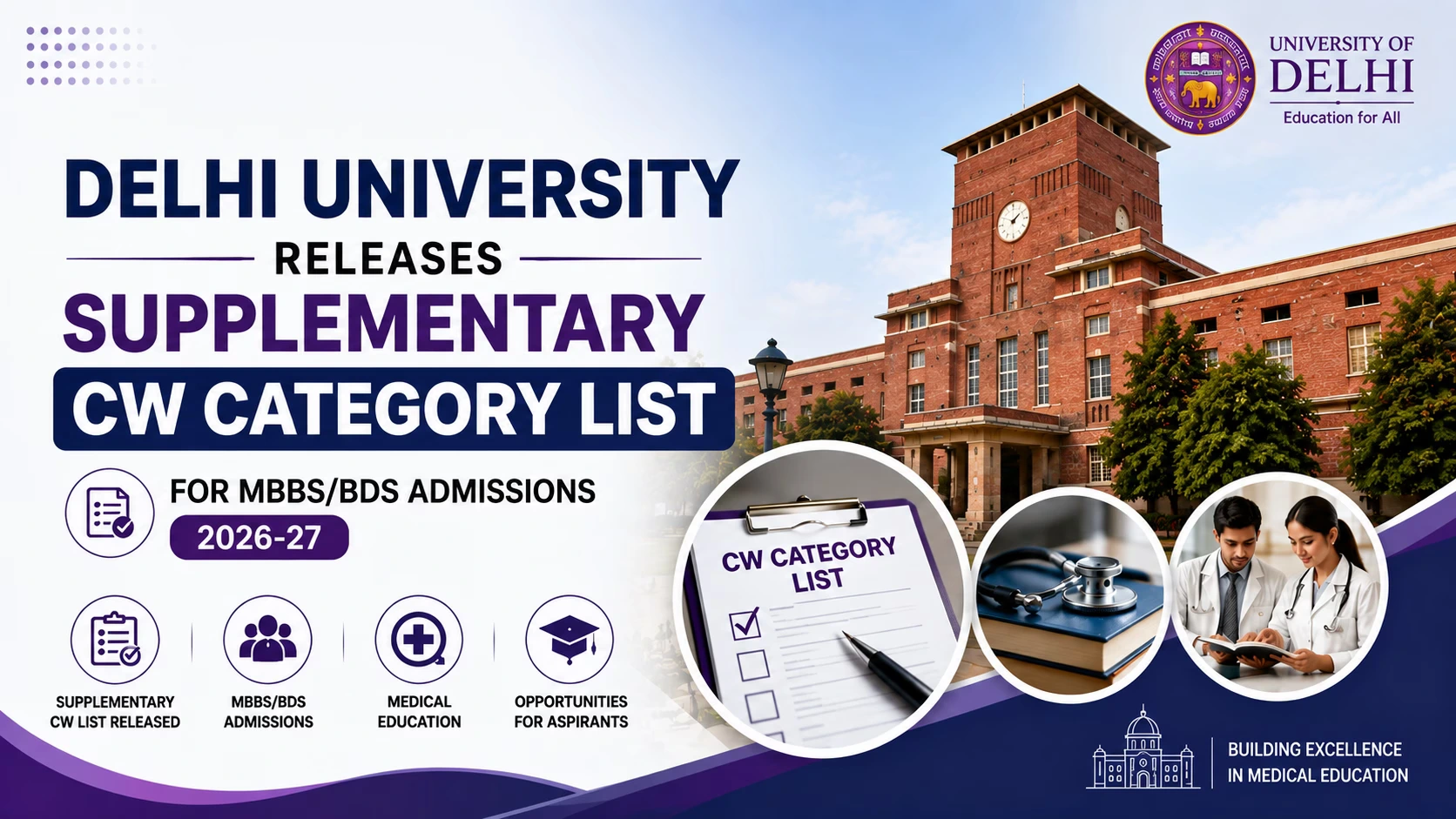 Delhi University Releases CW List for MBBSBDS Admissions 2026 27