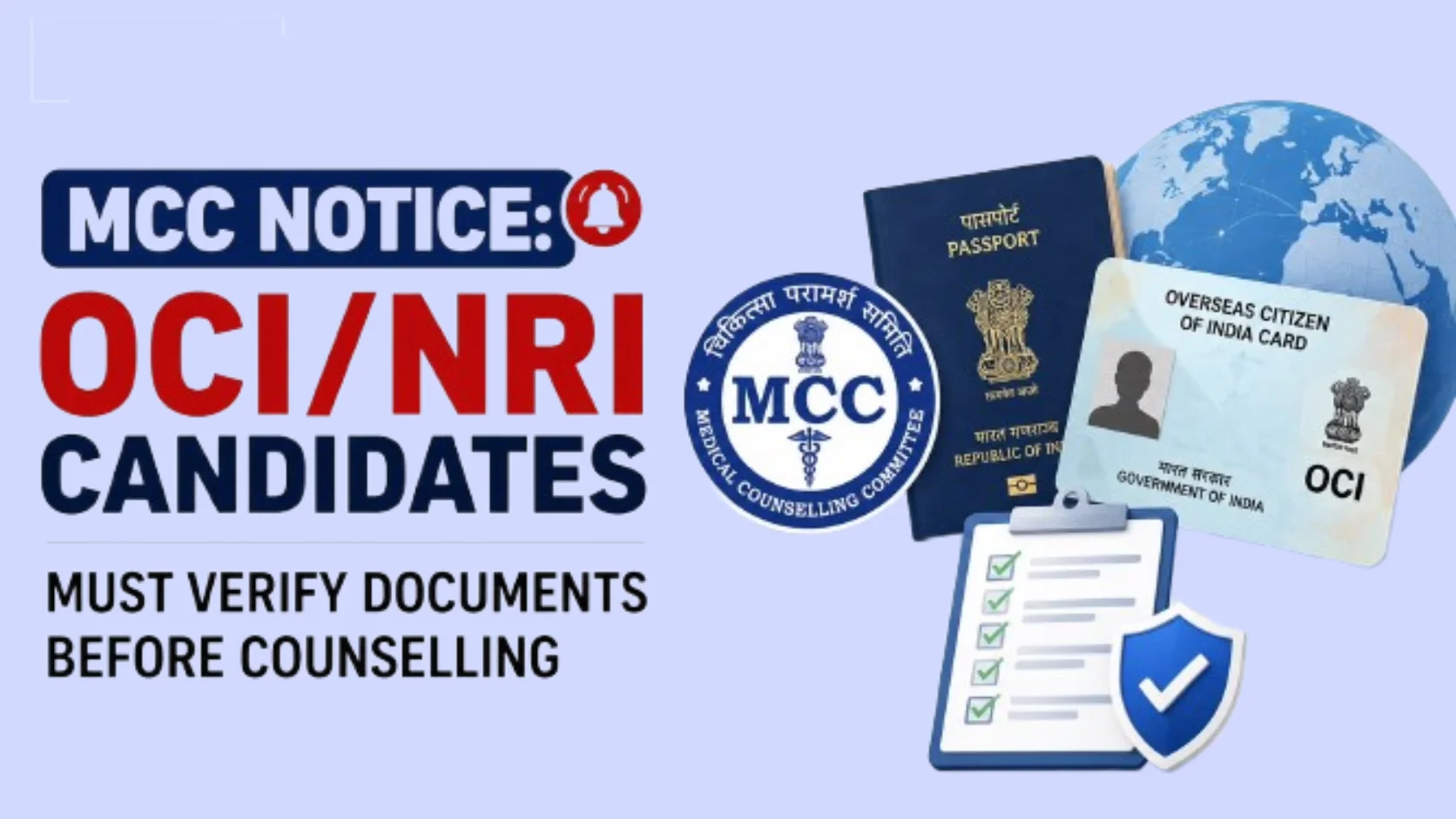 MCC Notice OCINRI Candidates Must Verify Documents Before Counselling