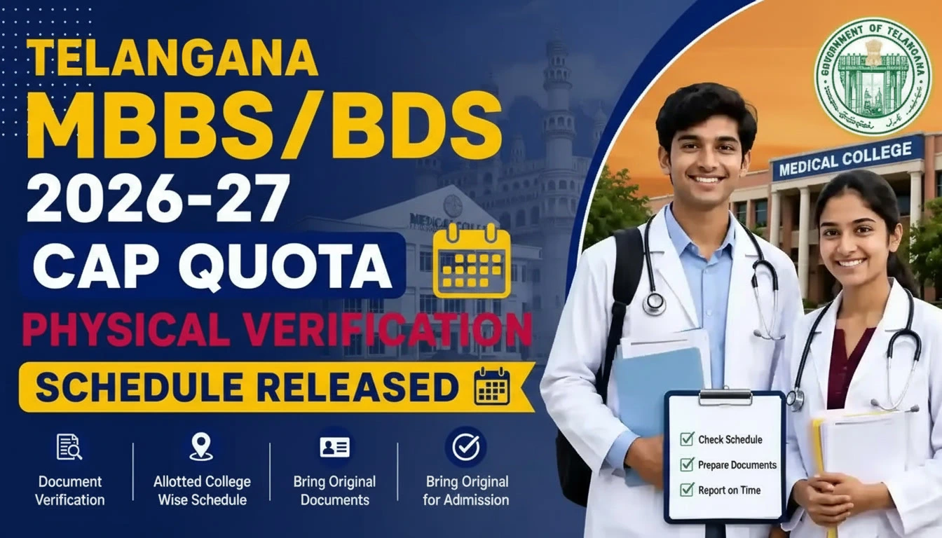 Telangana MBBS BDS 2026 CAP Quota Verification