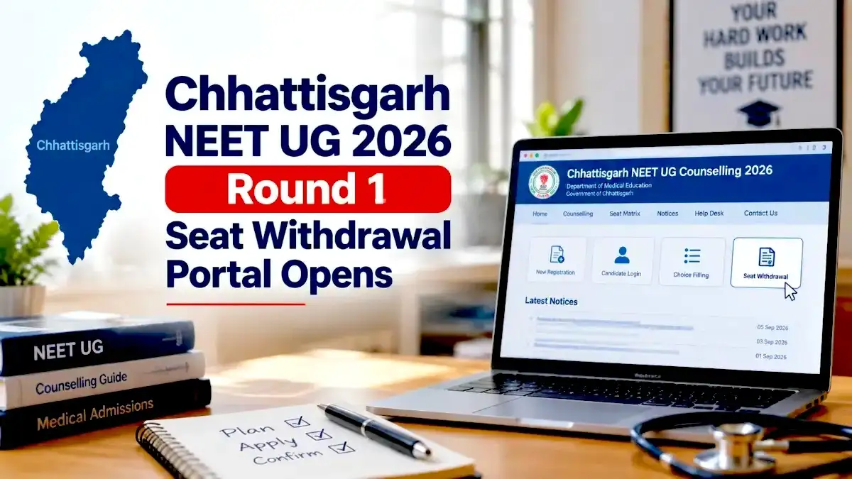 Chhattisgarh NEET UG 2026 Round 1 Seat Withdrawal Portal Opens