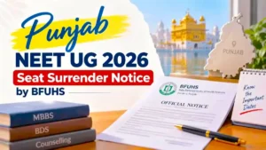 Punjab NEET UG 2026 Seat Surrender Notice by BFUHS Released