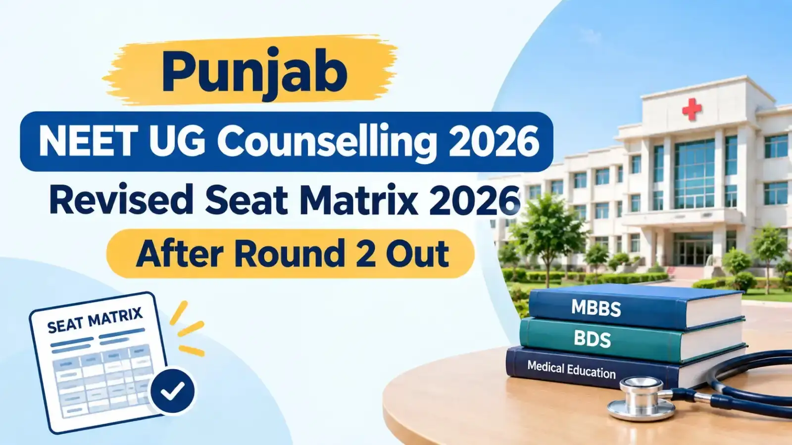 Punjab NEET UG Revised Seat Matrix 2026 After Round 2 Out