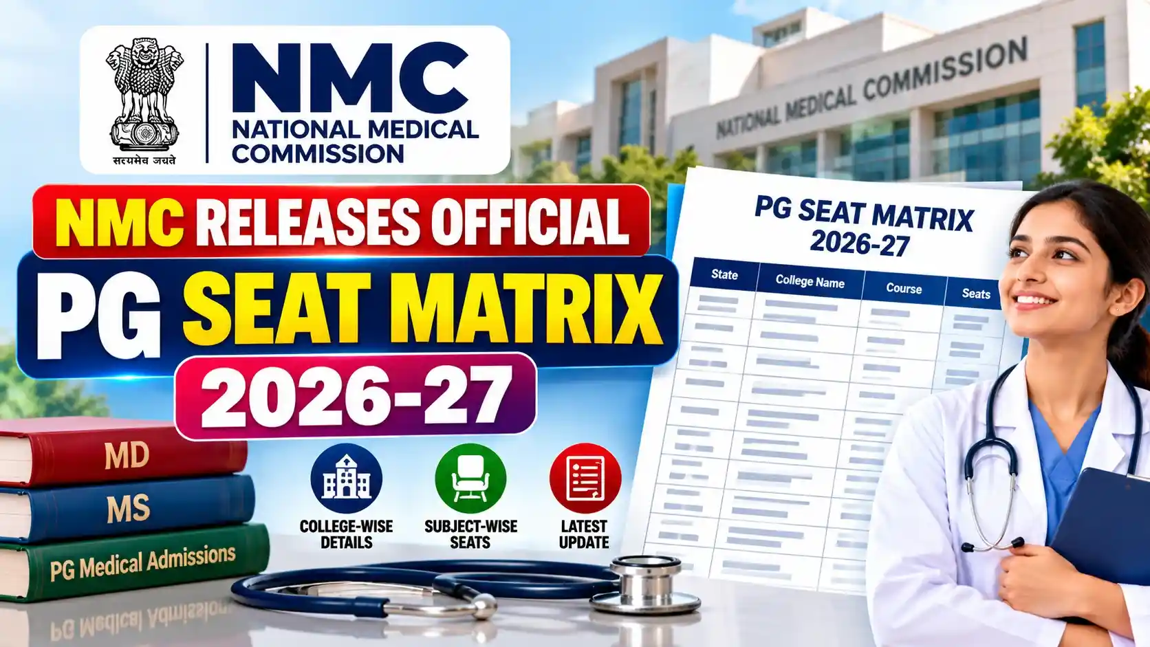 NMC Releases Official PG Seat Matrix 2026-27