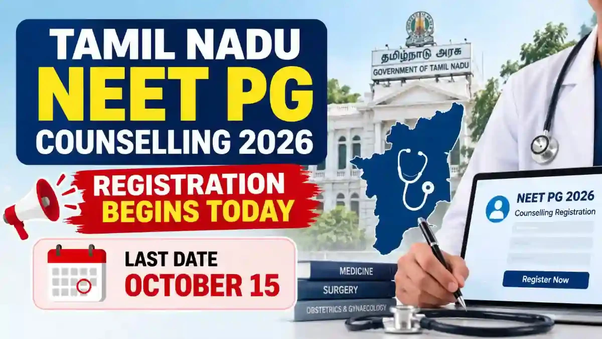 Tamil Nadu NEET PG Counselling 2026 Registration Open